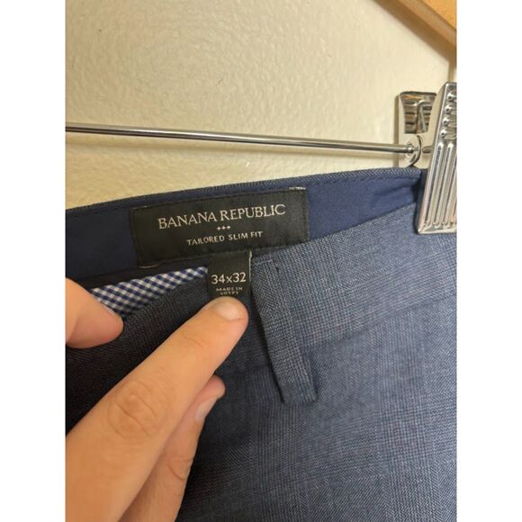 Banana Republic Men's Pants size 34 x 32 Navy Blue Tailored Slim Fit Wedding - Picture 2 of 3